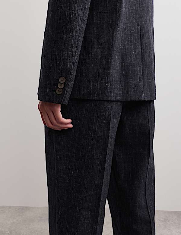 Wool Rich Single Breasted Blazer with Linen - GR