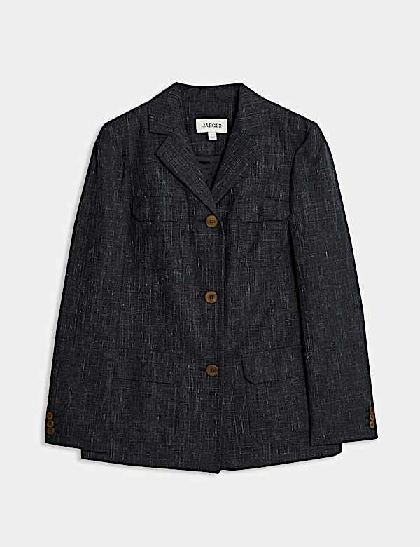 Wool Rich Single Breasted Blazer with Linen - GR