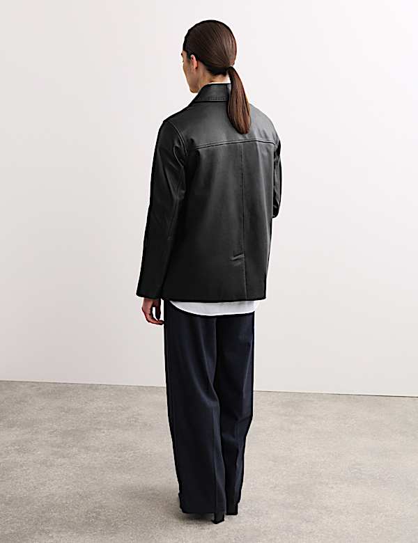 leather Collared Jacket - BE