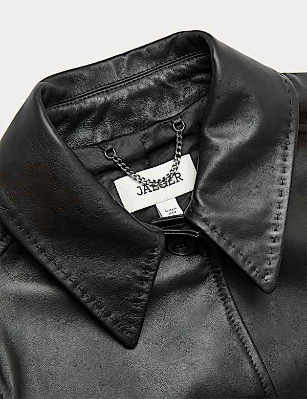 leather Collared Jacket - BE