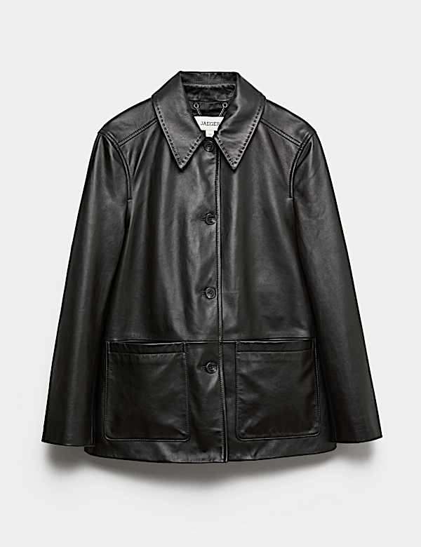 leather Collared Jacket - BE