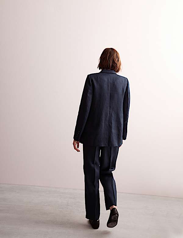 Zuiver linnen blazer met &eacute;&eacute;n rij knopen - NL