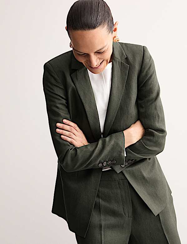 Pure Linen Single Breasted Blazer - GR