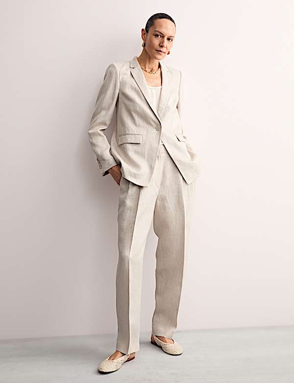 Pure Linen Single Breasted Blazer - CA
