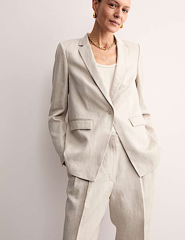 Pure Linen Single Breasted Blazer - CA