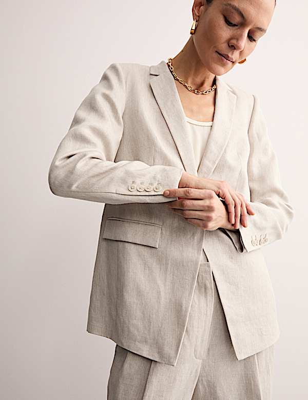Pure Linen Single Breasted Blazer - CA