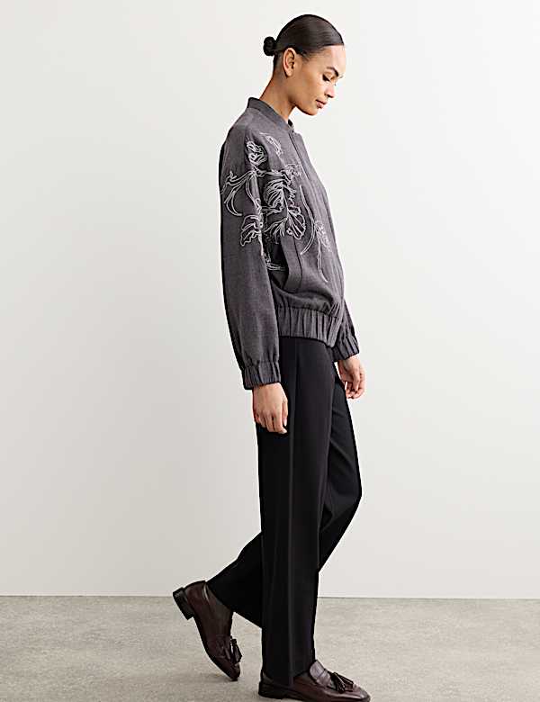 Wool Rich Flannel Embroidered Jacket - CA