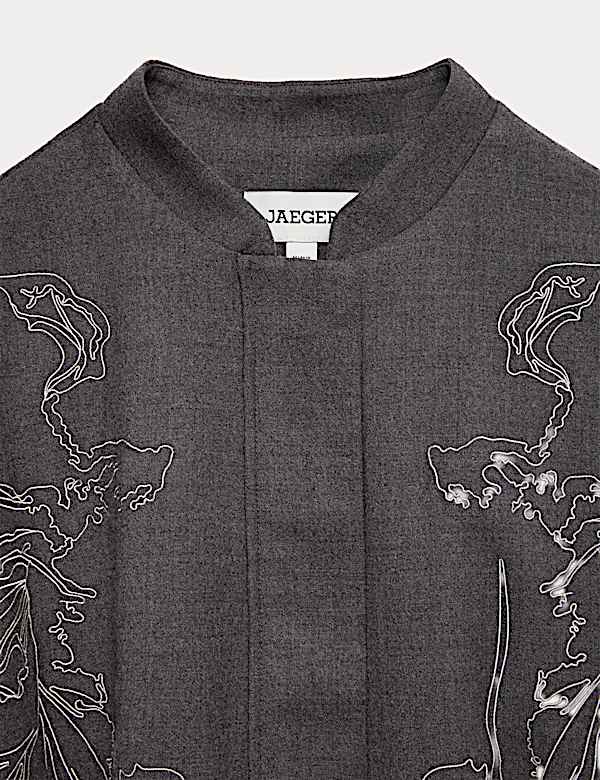 Wool Rich Flannel Embroidered Jacket - CA