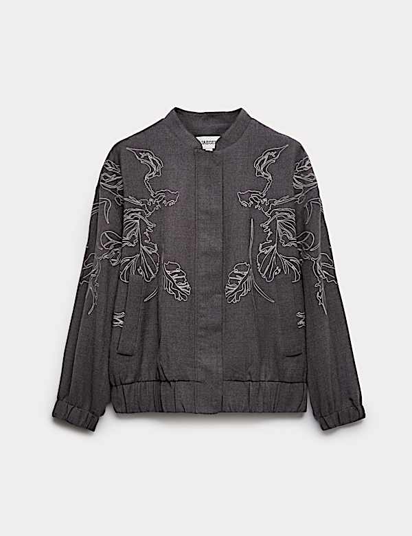 Wool Rich Flannel Embroidered Jacket - CA