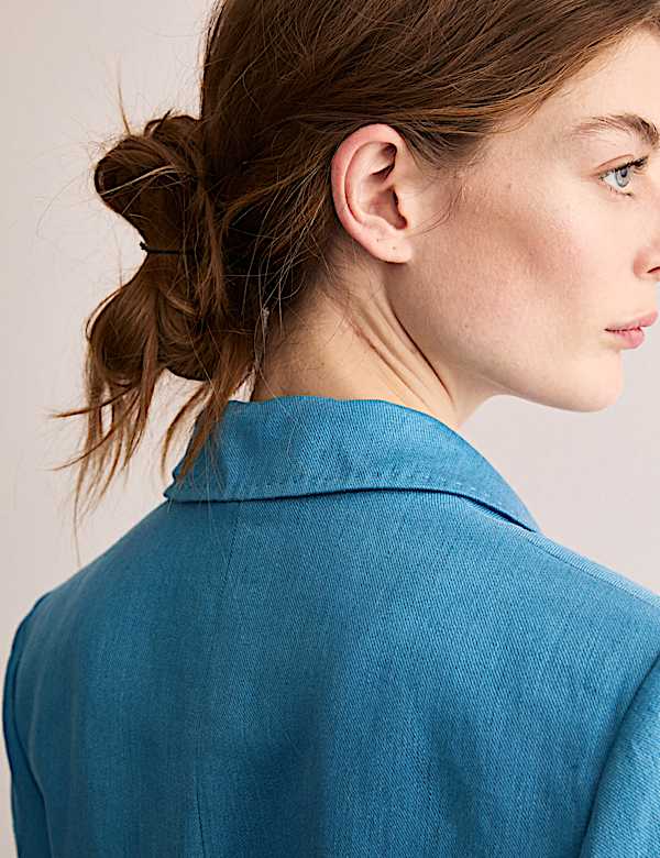 Pure Linen Straight Back Tie Detail Blazer - AU