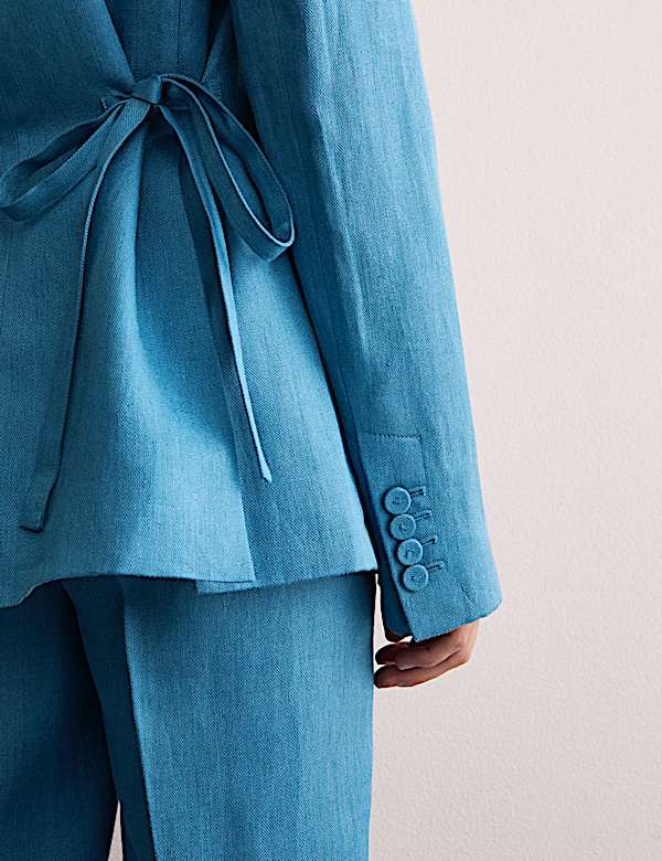 Pure Linen Straight Back Tie Detail Blazer - AU