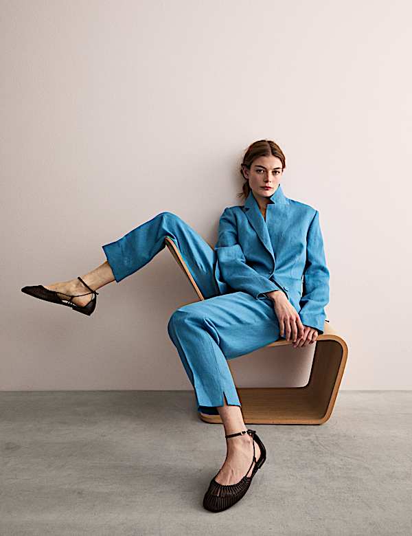 Pure Linen Straight Back Tie Detail Blazer - AU