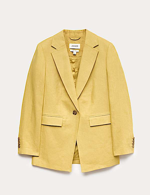 Lang geschnittener, einreihiger Blazer aus reinem Leinen - AT