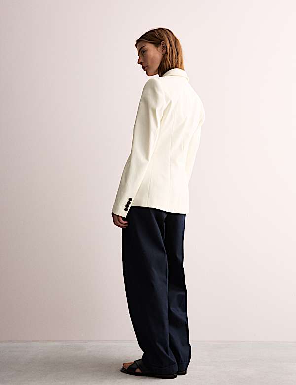 Katoenrijke blazer met slanke pasvorm en enkele revers - NL