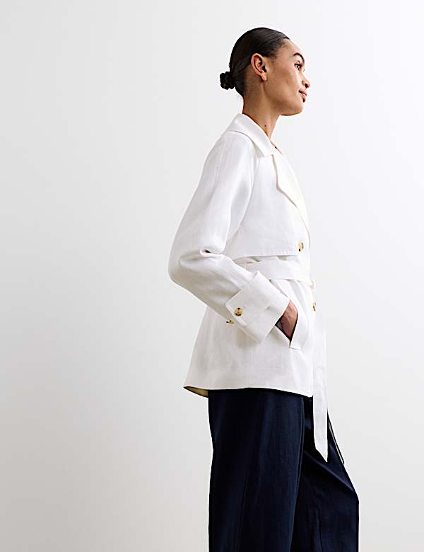 Manteau style trench coupe courte 100 % lin - CA