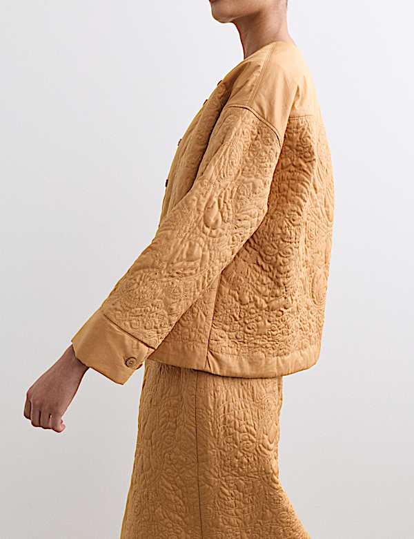 Pure Cotton Embroidered Quilted Jacket - CA