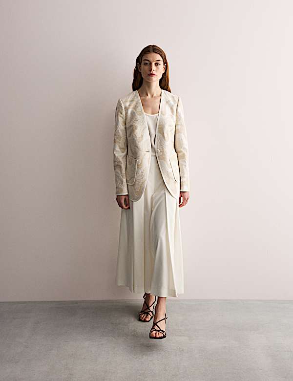 Βαμβακερό ζακάρ σακάκι χωρίς γιακά με υψηλή περιεκτικότητα σε βαμβάκι - GR