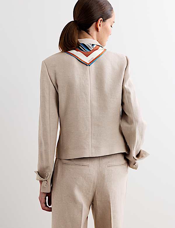 Kort jasje van zuiver linnen met elegante snit - NL