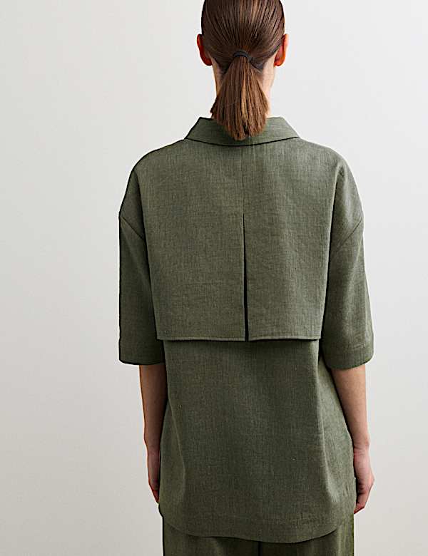 Ruimvallend, praktisch overhemd van linnenmix met wol - NL