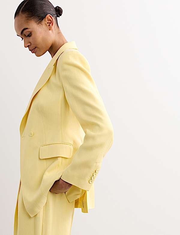 Textured Single Breasted Longline Blazer - CH