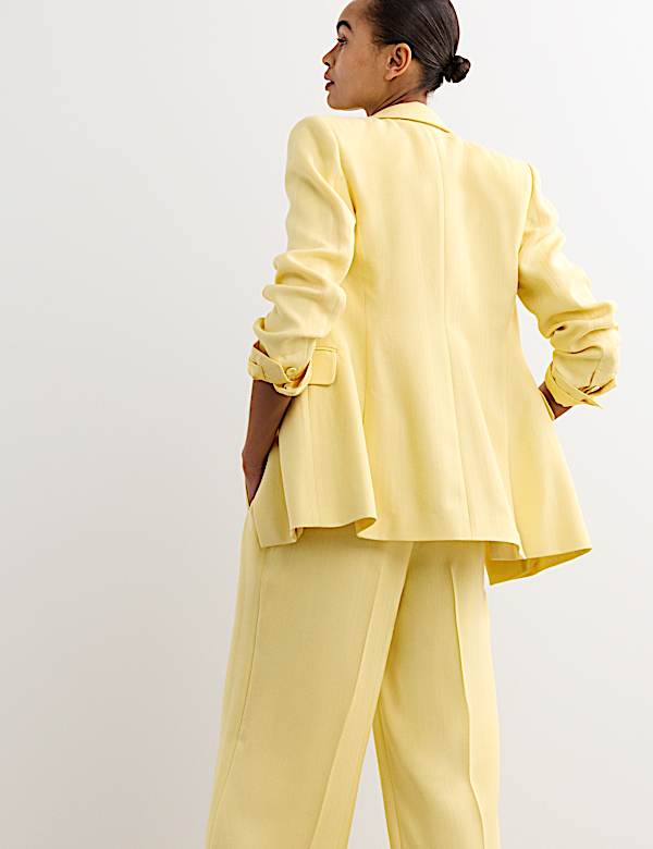 Textured Single Breasted Longline Blazer - CH