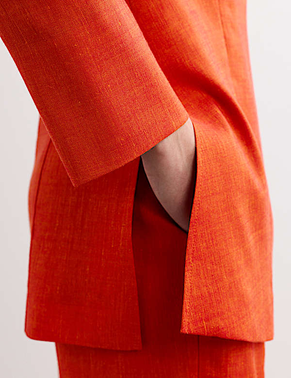 Linen Rich Colarless Longline Jacket - CA