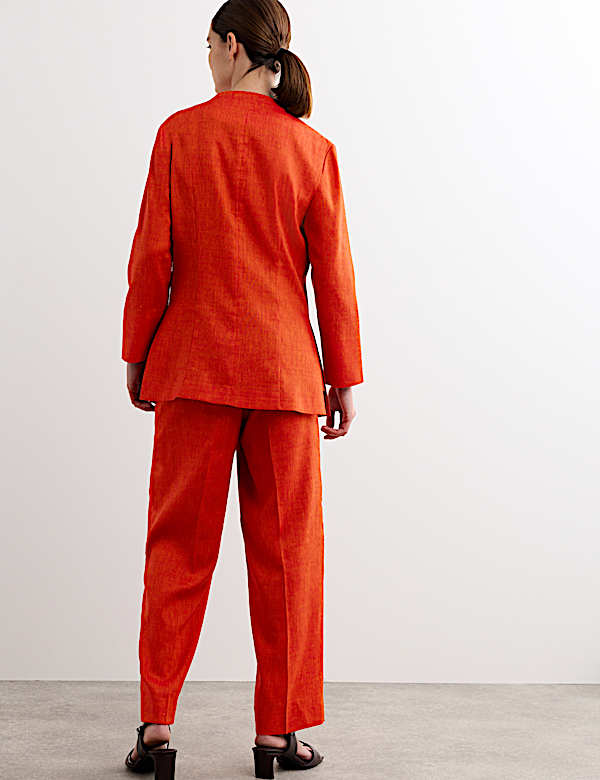 Linen Rich Colarless Longline Jacket - CA