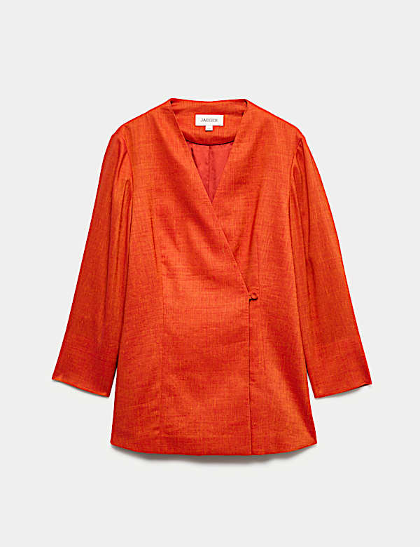 Linen Rich Colarless Longline Jacket - CA