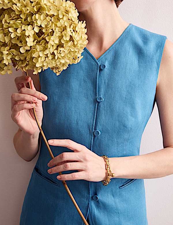 Pure Linen Longline Waistcoat - BE