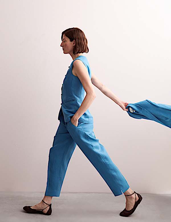 Pure Linen Longline Waistcoat - BE