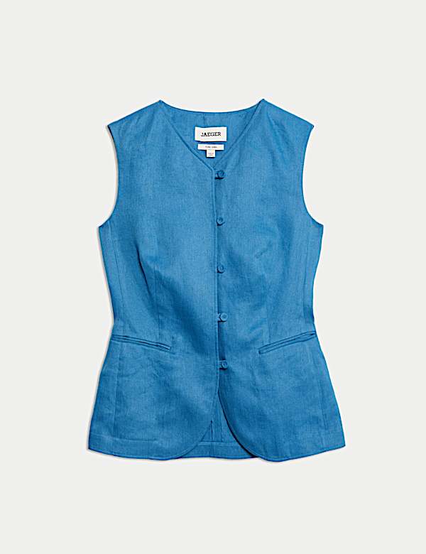 Pure Linen Longline Waistcoat - BE