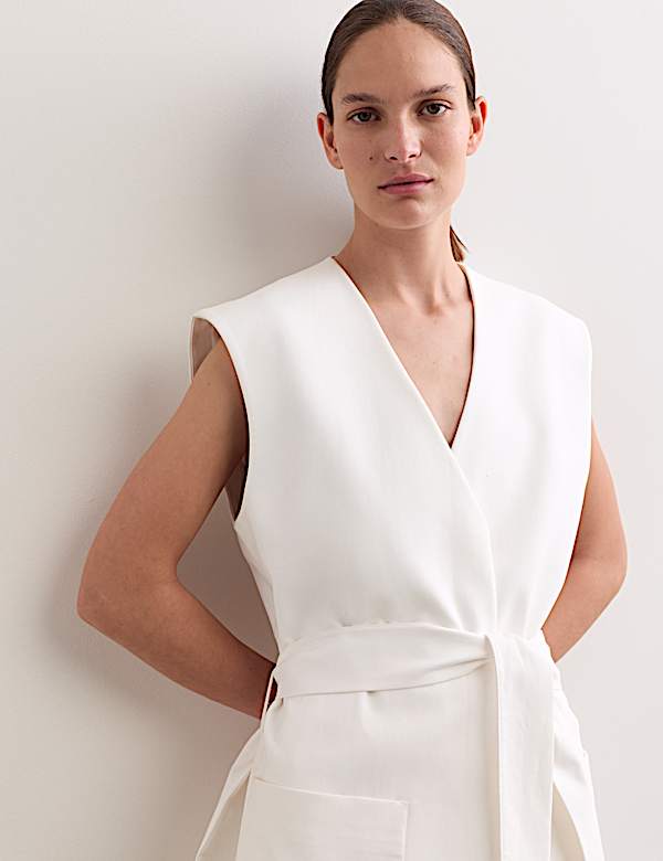 Cotton Rich Sleeveless Jacket with Modal - CH