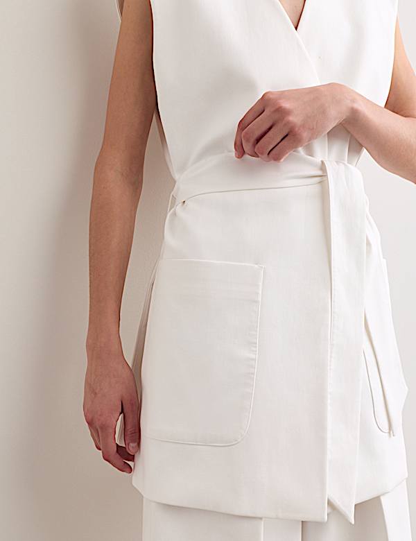 Cotton Rich Sleeveless Jacket with Modal - CH