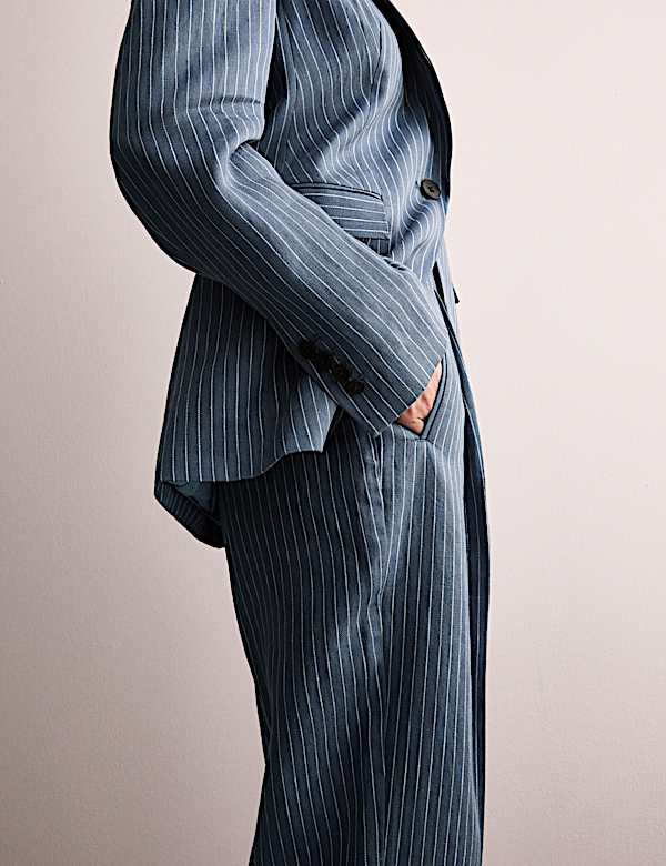 Pure Linen Straight Pinstripe Blazer - ES