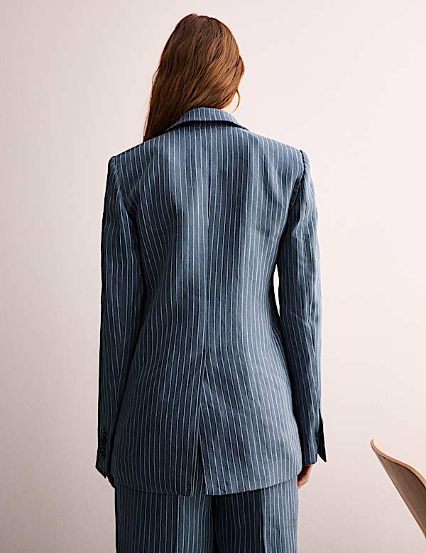 Pure Linen Straight Pinstripe Blazer - ES