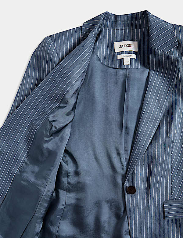 Pure Linen Straight Pinstripe Blazer - ES