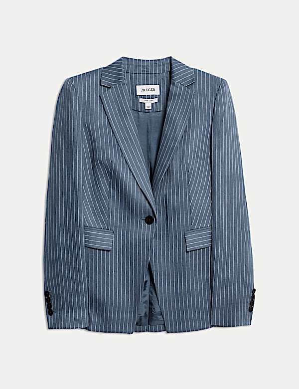 Pure Linen Straight Pinstripe Blazer - ES