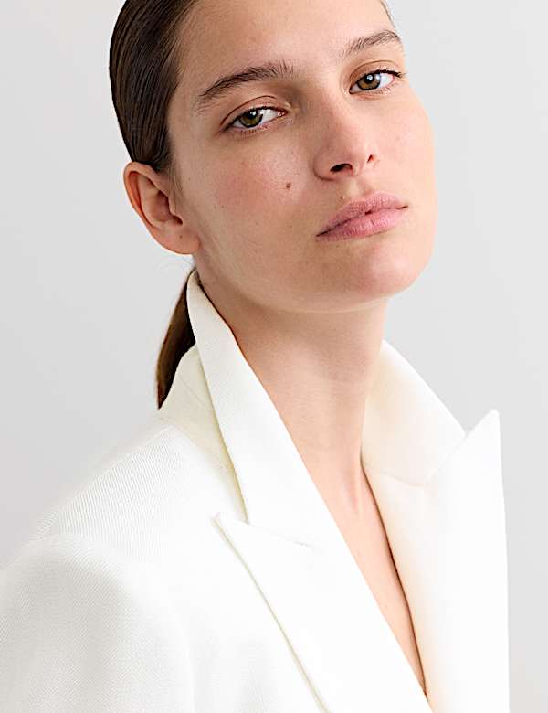 Tailored Basketweave Single Breasted Longline Jacket - CA