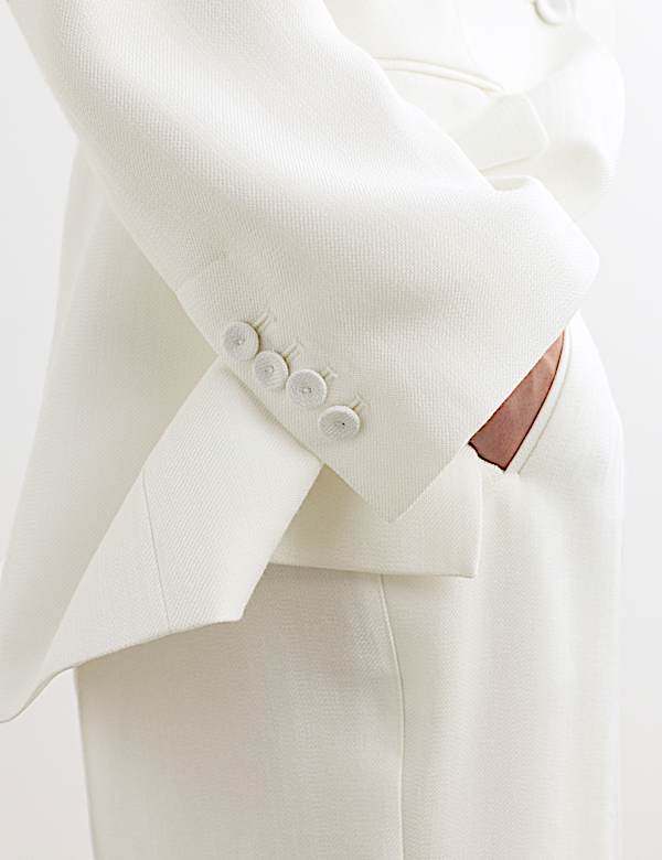 Tailored Basketweave Single Breasted Longline Jacket - CA