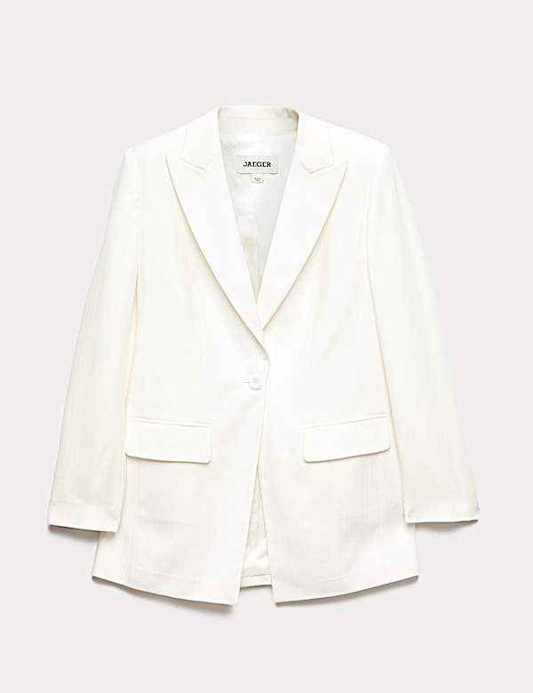 Tailored Basketweave Single Breasted Longline Jacket - CA