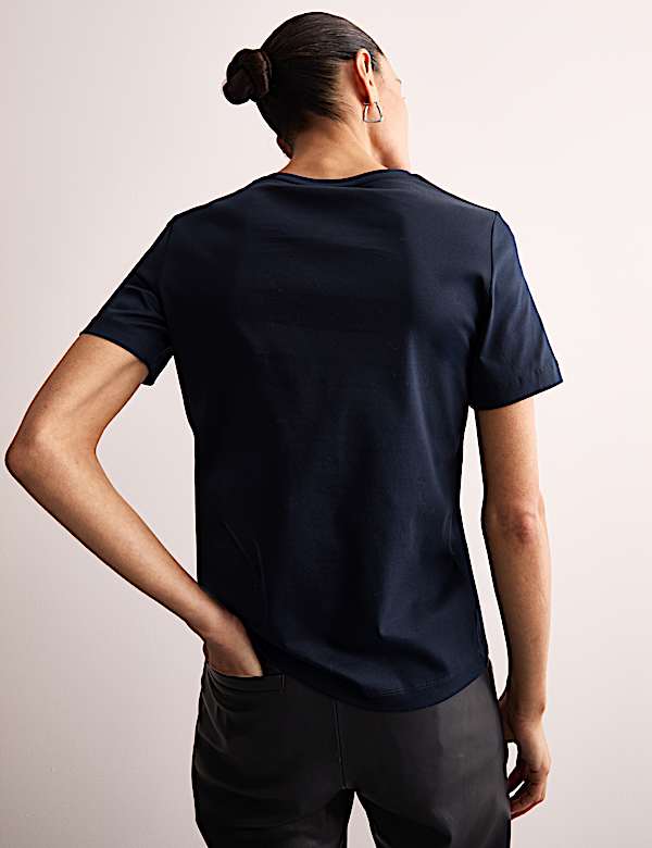 Pure Mercerised Cotton V-Neck T-Shirt - FR