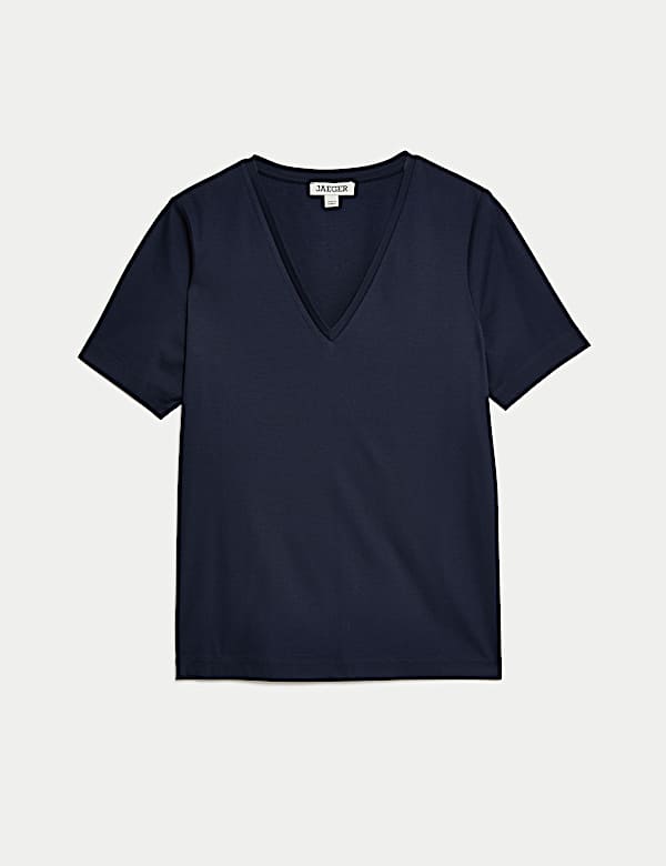 Pure Mercerised Cotton V-Neck T-Shirt - FR