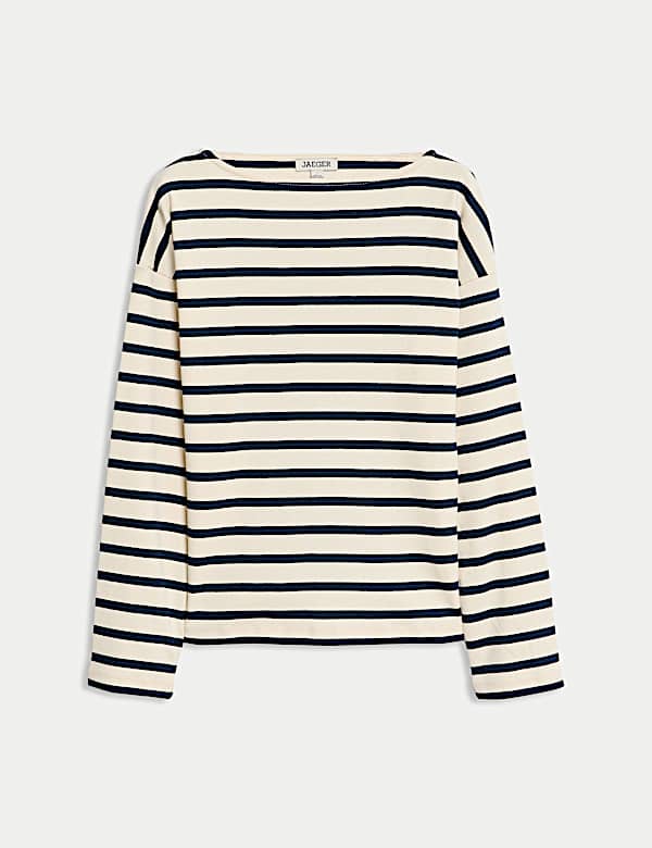 Pure Cotton Striped Slash Neck Top - AU