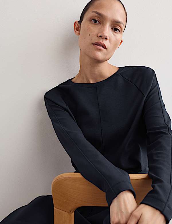 Ribbed Seam Detail Long Sleeve Top - AU