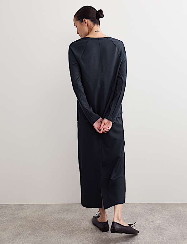 Ribbed Seam Detail Long Sleeve Top - AU