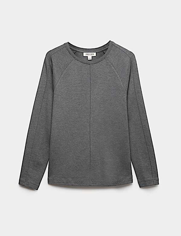 Ribbed Seam Detail Long Sleeve Top - GR