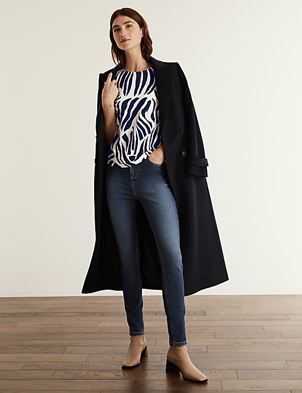 Jersey Printed Slash Neck 3/4 Sleeve Top