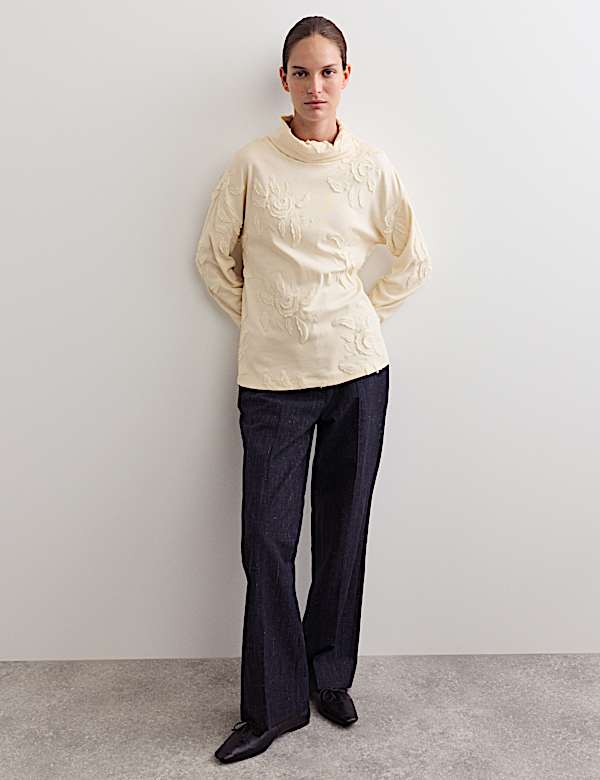 Sudadera 100% algodón con bordado floral - ES