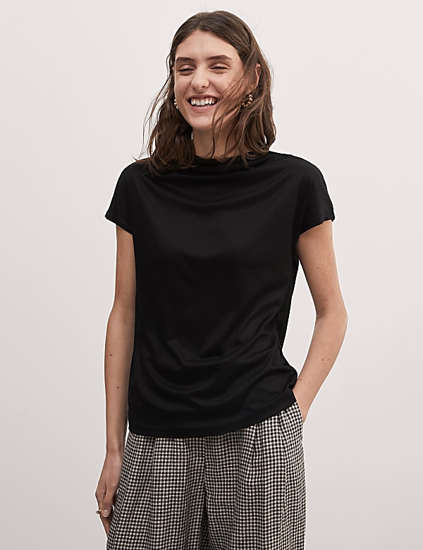 Jersey Funnel Neck Top - GR
