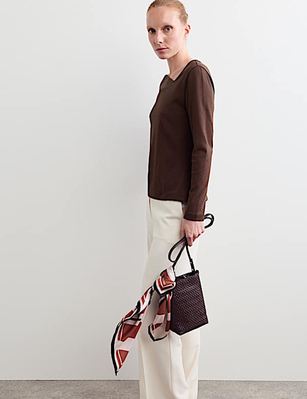 Cotton Modal Asymmetric Neck Top - NZ